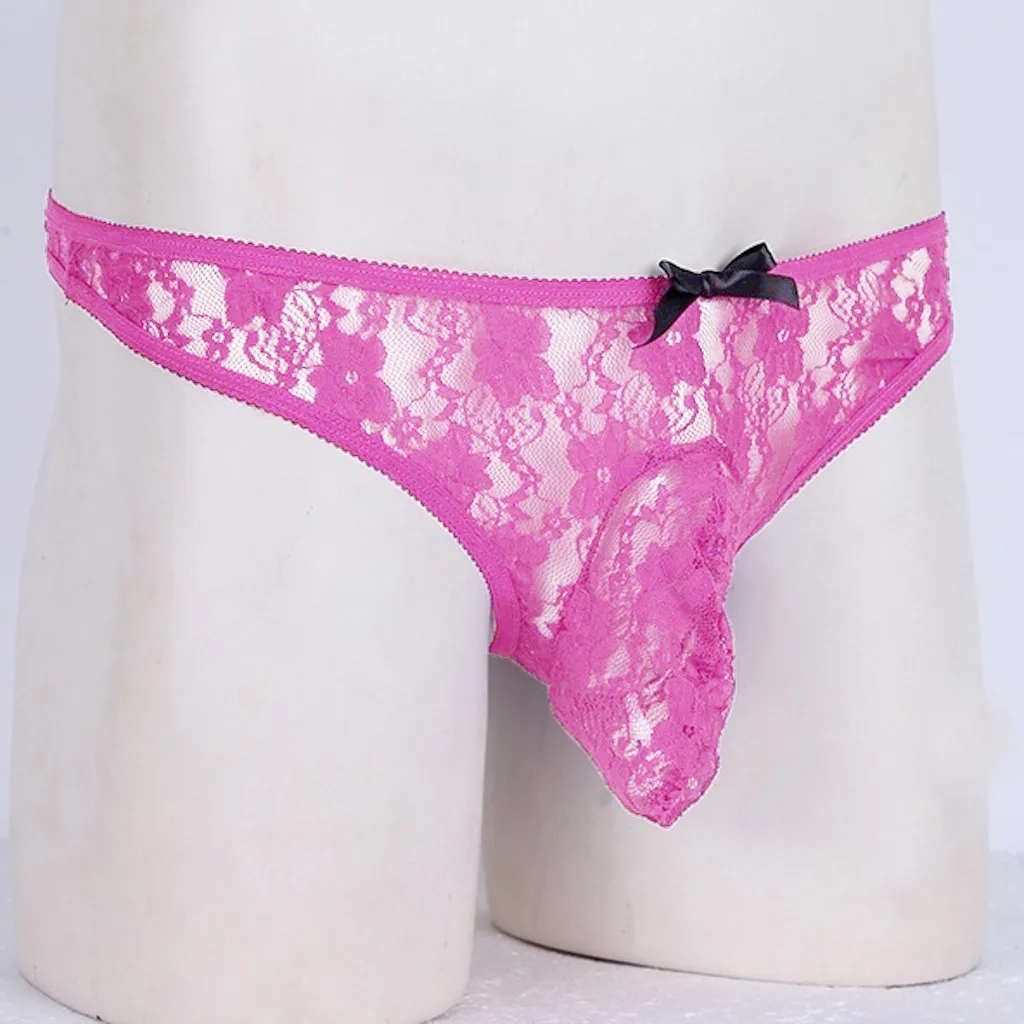 Сексуальное нижнее белье мужские трусы кружевное Мужское ажурные стринги для