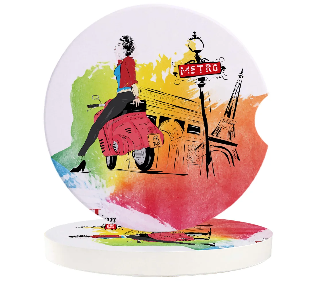 Модная девушка иллюстрация автомобиль пить Coaster стол салфетки креативные