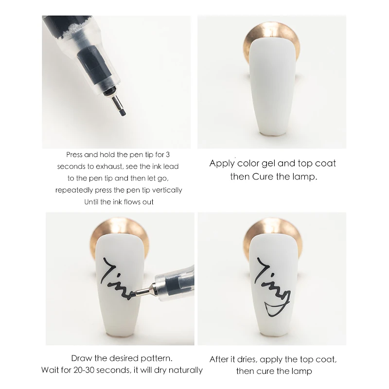 2шт / 4шт 0 5 мм Nail Art Pen Set для дызайну пазногцяў лайнер гель-лак інструменты