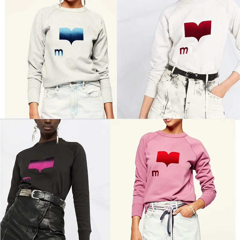 

Women's O-neck Logo Gradient Flocking Print Sweatshirt Loose Top