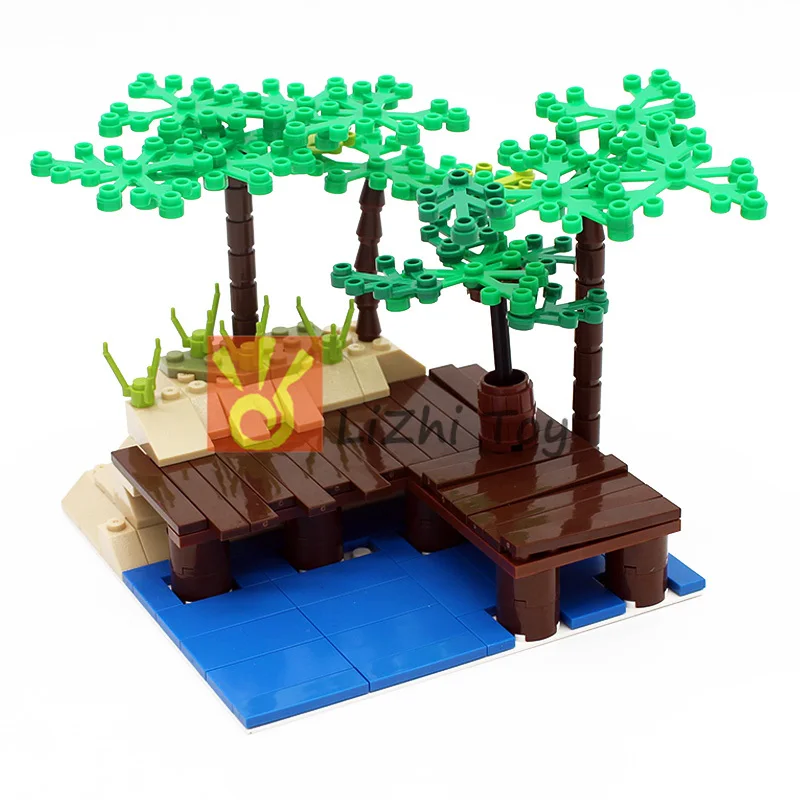 Moc DIY сад дерево двор просвечивающие строительные блоки кирпичи совместимые с