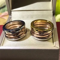 original design brand spring ring two tone multicolor 100%925 sterling silver ring for women gift jewelry