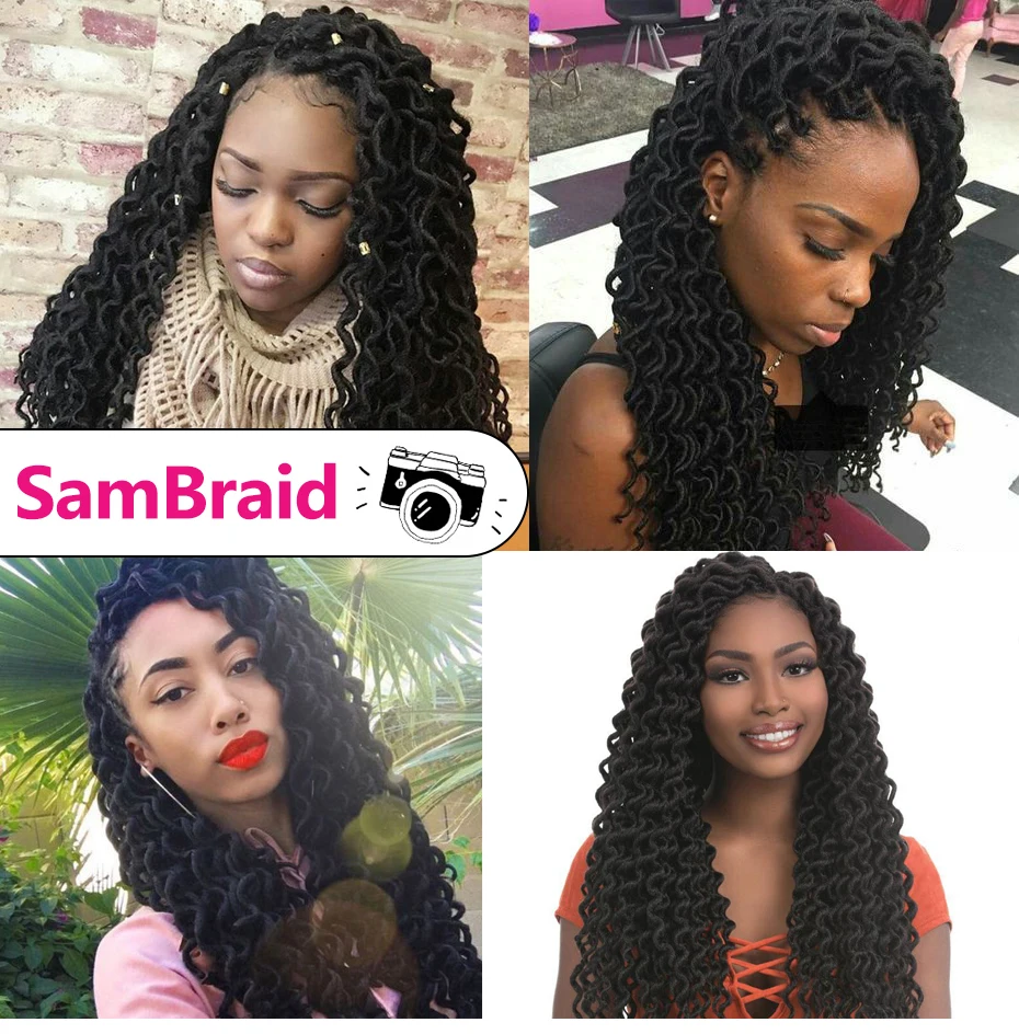SAMBRAID Faux locs Curly вязание крючком волосы крючком косы 24 дюйм плетение волос наращивание синтетические волосы для женщин