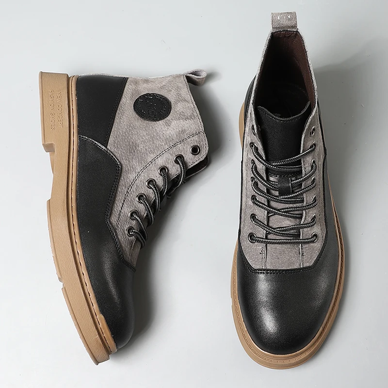 

Мужские туфли Martin, модные туфли из натуральной кожи с высоким верхом, британский тренд, повседневные туфли для инструментов, мужская обувь в...