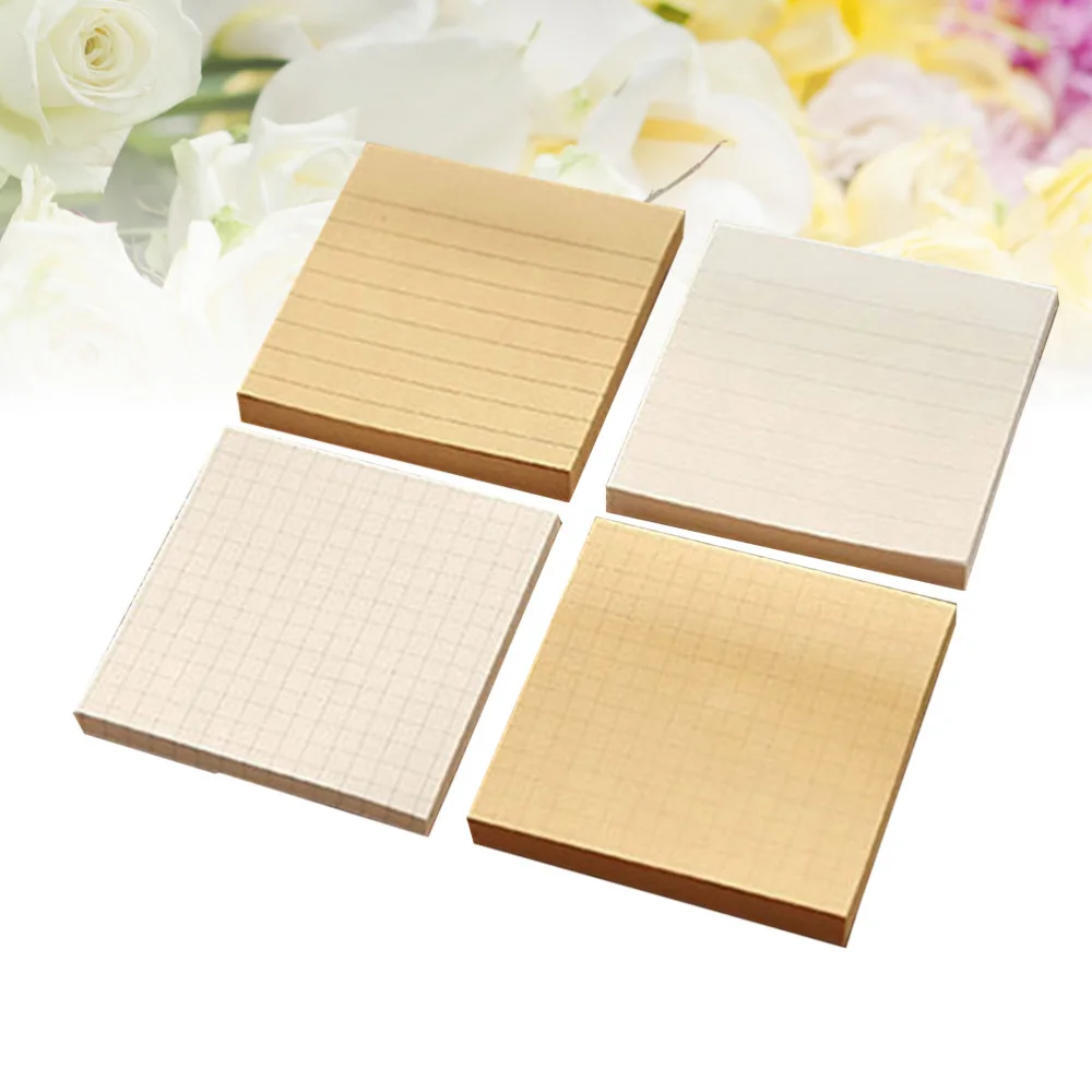 

4PCS Creative Self-stick Notes List Notepad Easy Post Line Note Pads Quadrille Sticky Notepad for Leaving Words Taking Notes (Ra