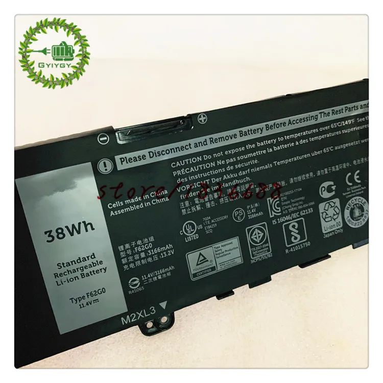 GYIYGY 11 4 V 38WH Аккумулятор для ноутбука F62G0 Dell Inspiron 13 5370 7370 7373 Vostro RPJC3|Аккумуляторы