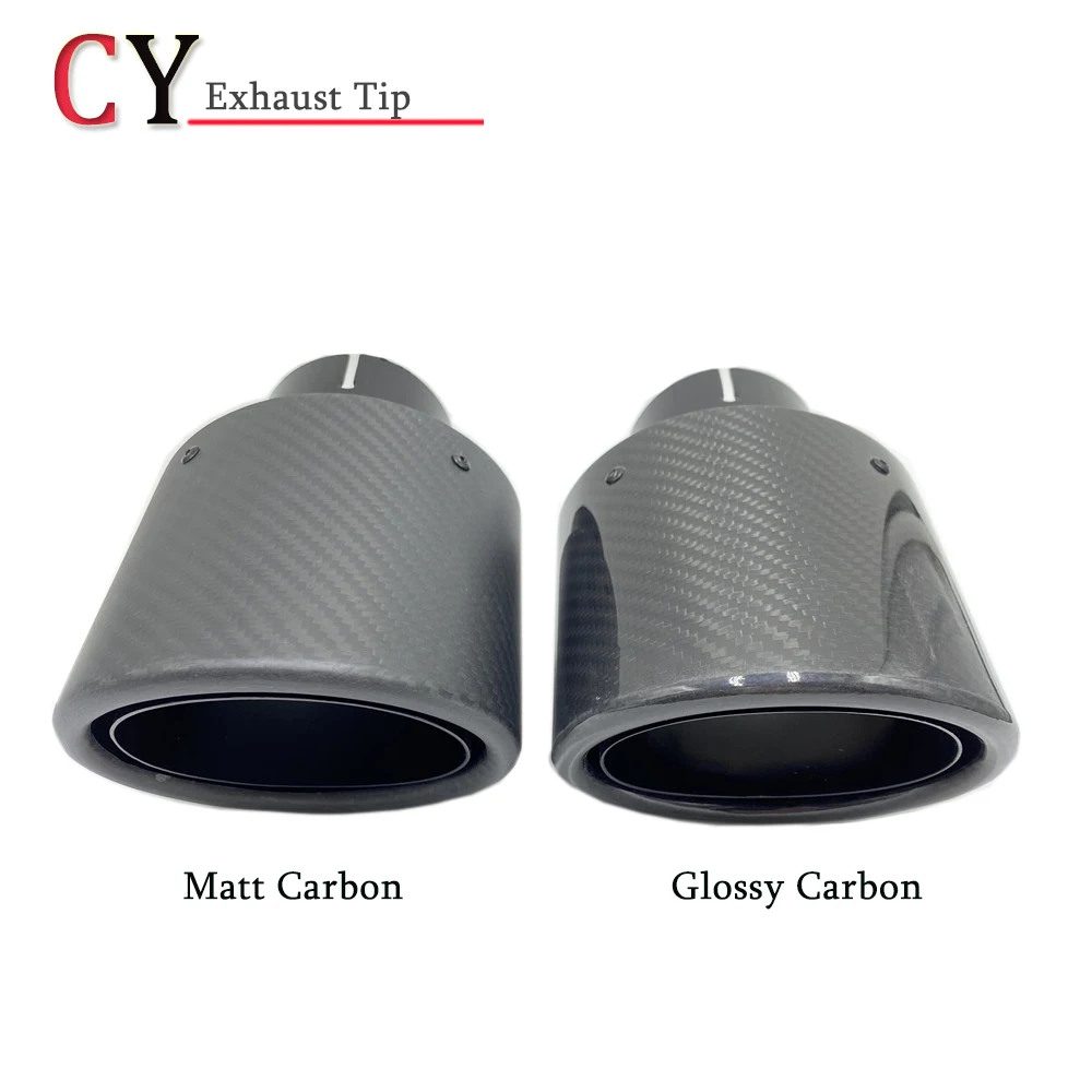 Черная Овальная скошенная глянцевая/матовая выхлопная труба из углеродного
