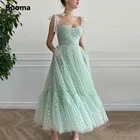 Мятно-зеленые платья Booma для выпускного вечера, 2021, платья миди с Завязанными бантами, с карманами, длиной до середины икры, платья для свадебной вечеринки