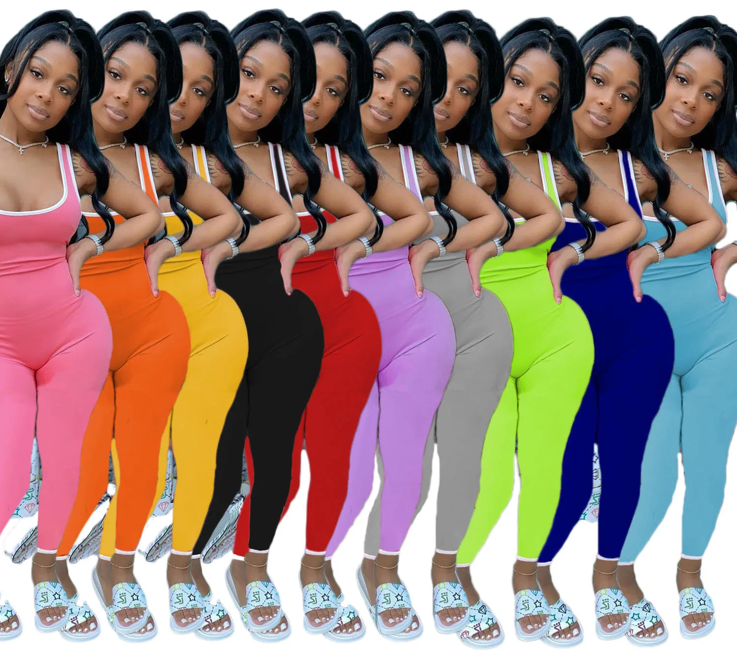 

Женский Облегающий комбинезон без рукавов Casaul, длинный комбинезон, уличная одежда, летняя одежда для женщин