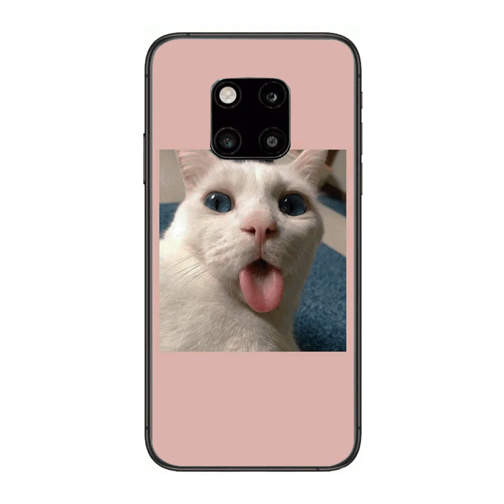 

Cat Cute Girl Phone Case For Huawei mate 30 10 20 40 Lite Smart Z Pro Black Etui 3D Coque Painting Hoesjes case