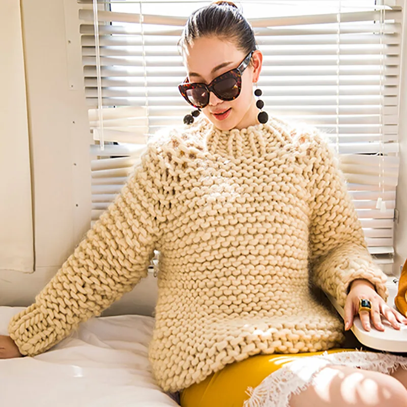 Женский Теплый свитер с высоким воротником белый мягкий большого размера 4XL зима