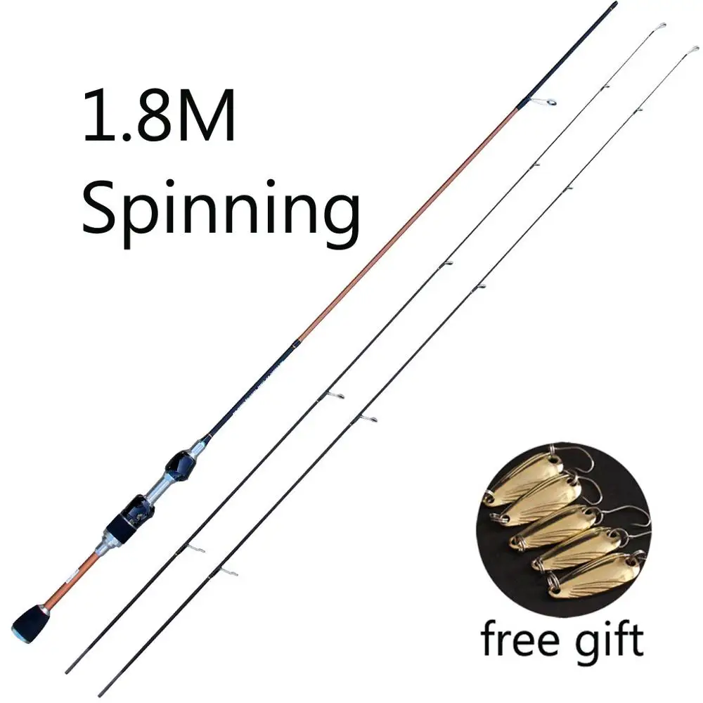 Skmially carbon ul spinning rod 1.8m 1.68m0.8-5g ultralight spinning rods ultra light casting spinning fishing rod vara de pesca - Цвет: Зеленый