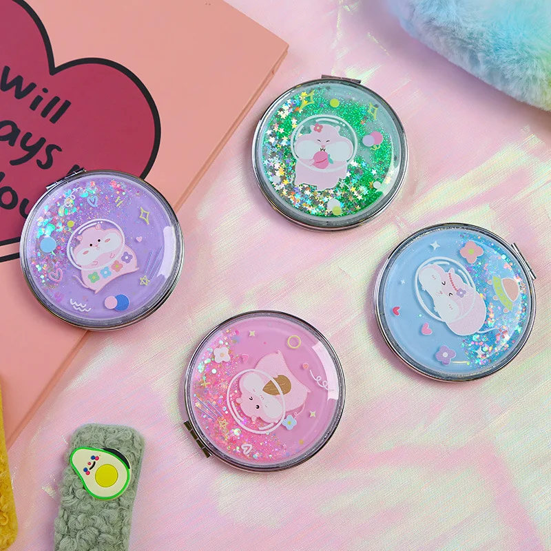 Портативное двустороннее складное косметическое зеркало подарок для девочек