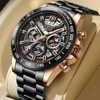 2022 new men casual sports watch top brand luxury mens watch waterproof date chronograph stainless steel lige mens wrist watch