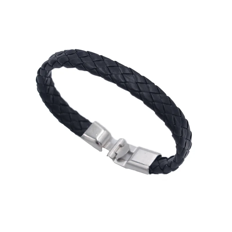 Black Cheap Hot Fashion Trendy Black Braid Bracelets Leather Jewelry Woven Soft Comfortable Vintage Men Women Bohemia Wholesale Gift - Окраска металла: Black