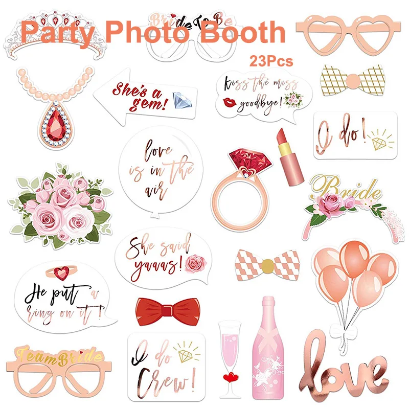 23 шт. невесты селфи реквизит из розового золота свадебные душ вечерние