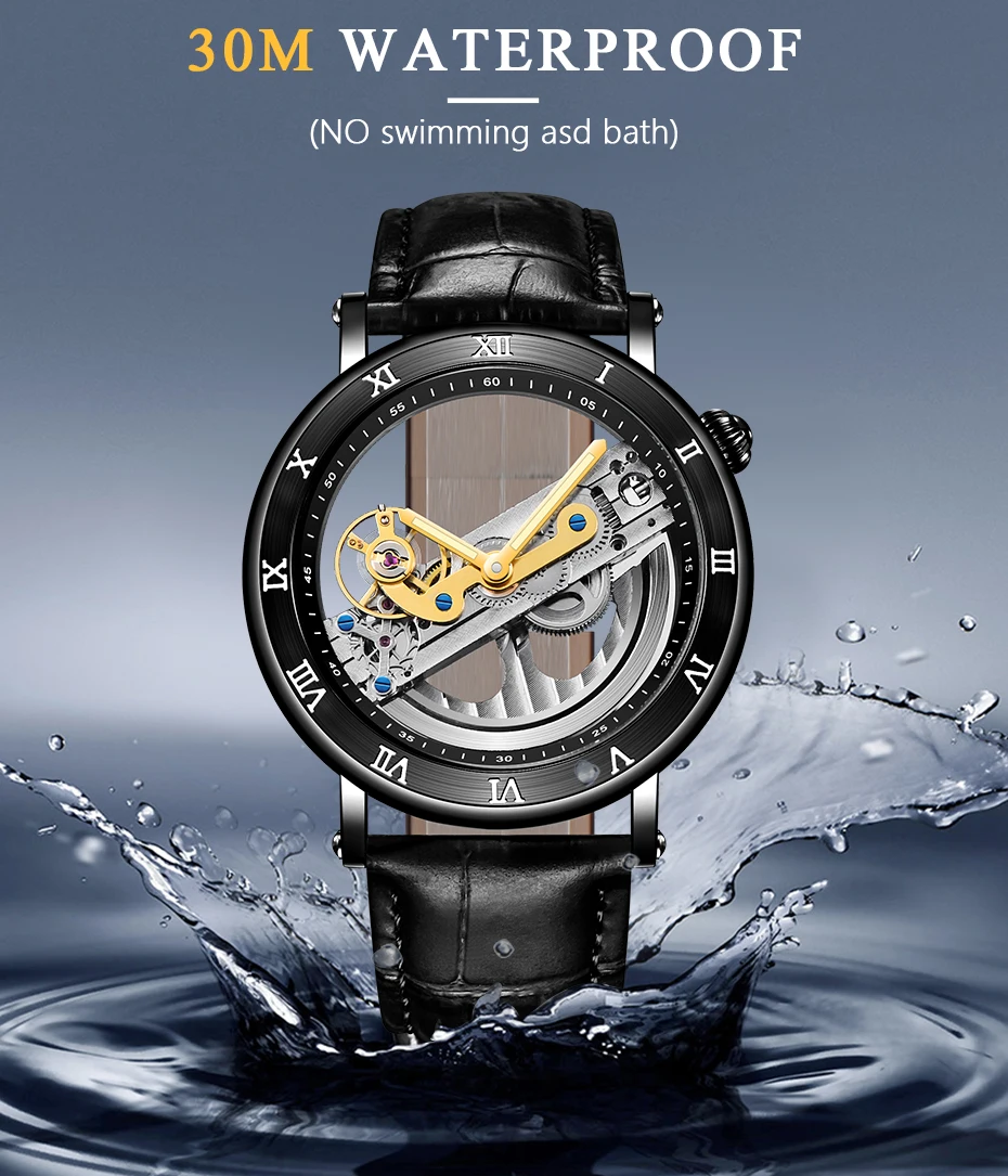 Forsining Минимализм Дизайн Кожа Прозрачный Скелет Мужские часы лучший бренд класса люкс стимпанк механические Автоматические наручные часы