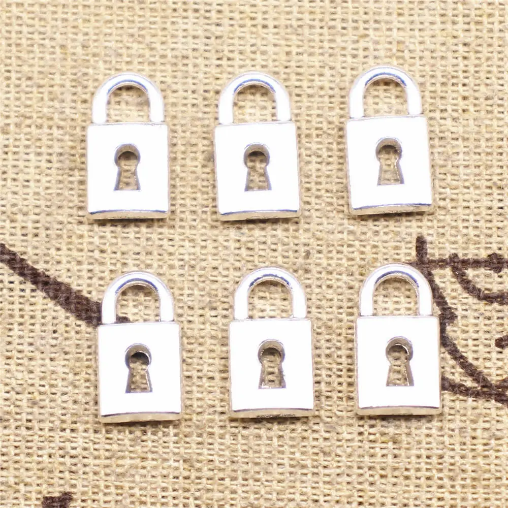 

Supplies For Jewelry Accessori Small Lock Charms Antique Silver Color 30pcs 14x8mm