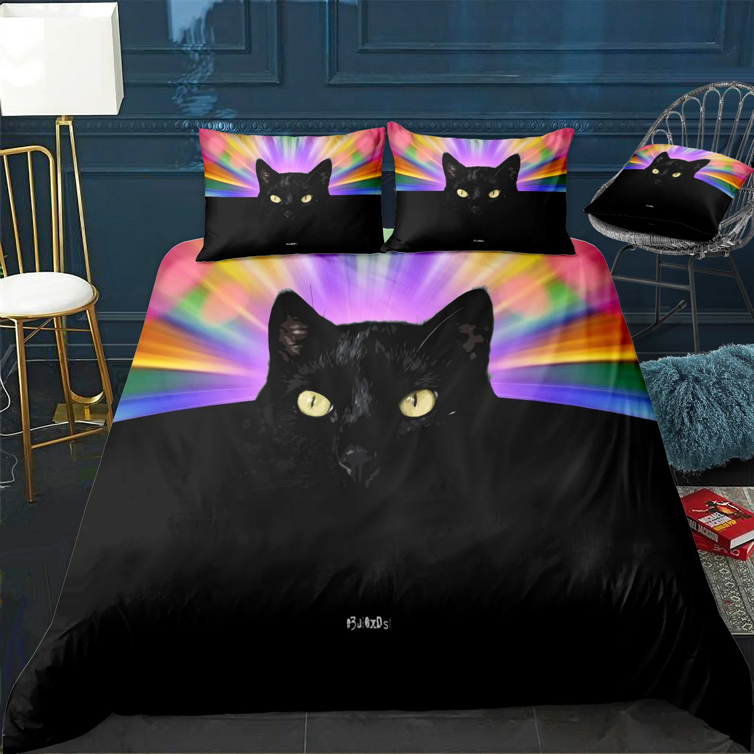 Большая черная кошка Постельное белье для Спальня мягкие покрывала двуспальная