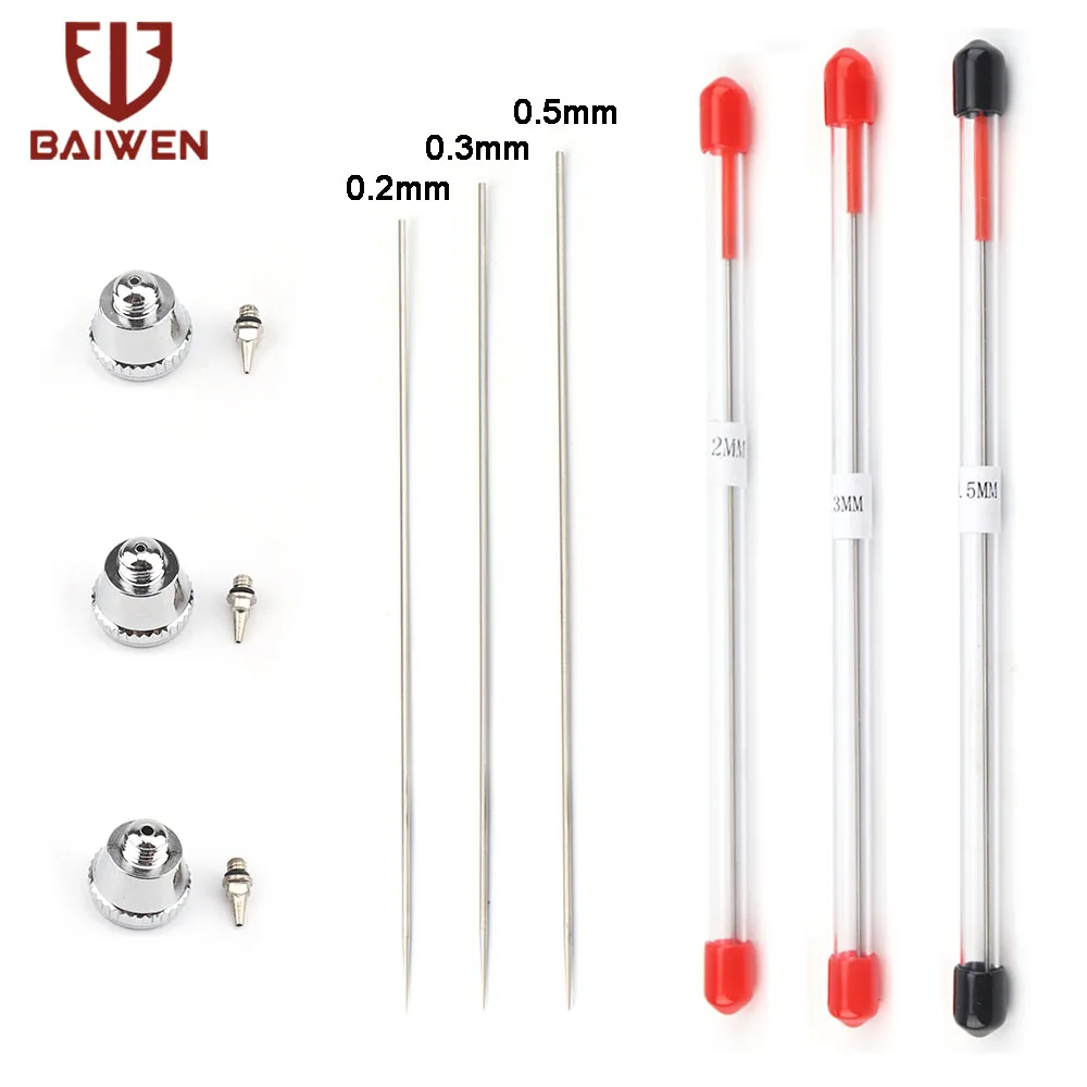 

0.2mm/0.3mm/0.5mm Airbrush Nozzle Needle Air Brush Cap Replacement Spray Gun Parts Spraying Paint Tool Body Brushwork Accessorie