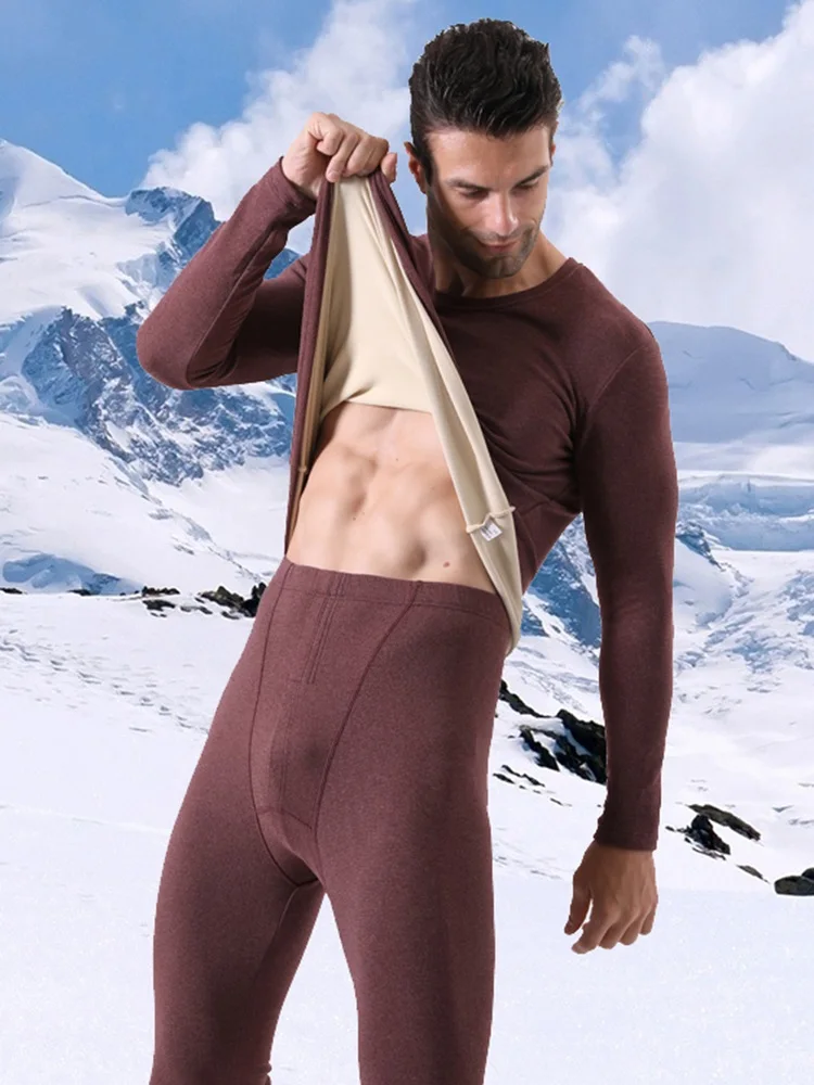

Зимнее термобелье 2021, мужские кальсоны, однотонные толстые теплые топы и брюки, комплект мужского нижнего белья, пижамы для мужчин, размеры ...