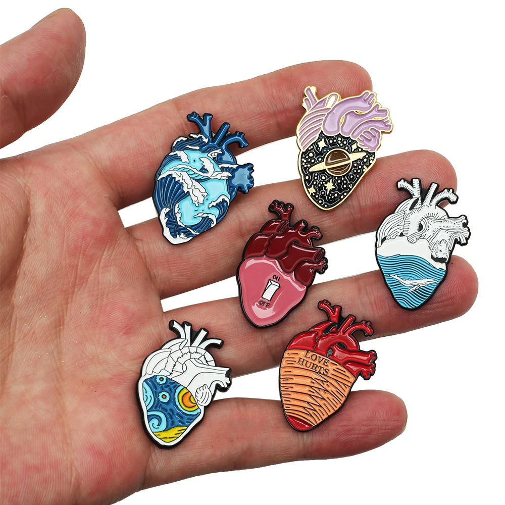 

Organ Heart Collection Van Gogh Starry Night Wave Universe Broken Hug Rose Alloy decoration for croc jibz kids cute X-mas gift