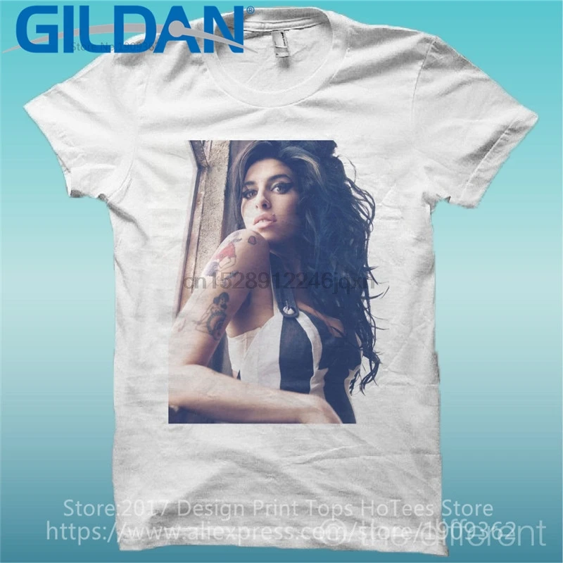 Футболка 2017 новые короткие идеи Amy Winehouse мужские футболки с круглым вырезом и