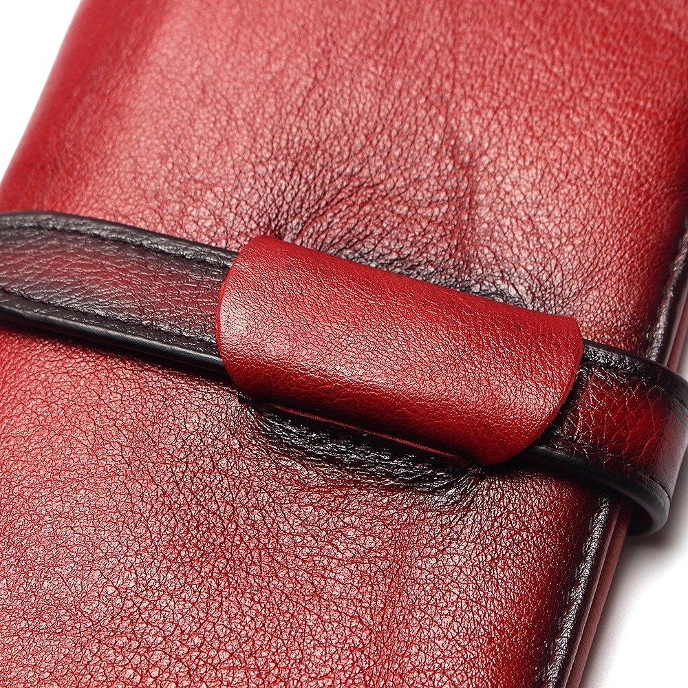 Винтажный Мужской Длинный кошелек из 100% натуральной воловьей кожи с рчид