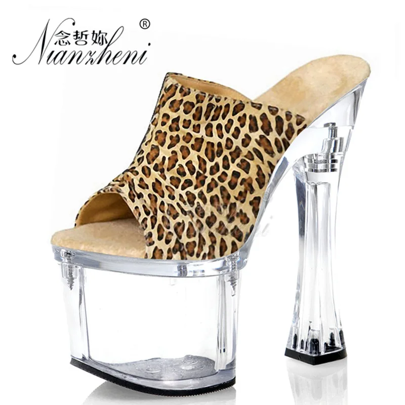 Sexy Fetish 18cm Super Platform High Stripper Heeled Pole Dance Shoes Fashion Pleated Open Toe 7 Inch Party Slippers Nightclub