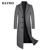 batmo 2021 new arrival autumn wool long trench coat menmale long voercoat1124