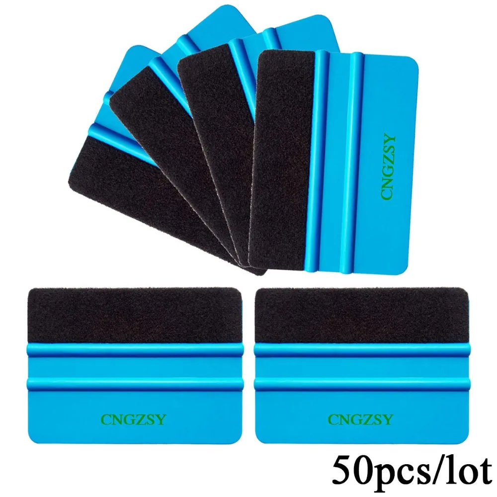 CNGZSY 50pcs Vinyl Wrap Felt Squeegees Multifunction Soft Film Scraper Car Sticker Install Glass Wash Auto Cleaning Tools 50A02