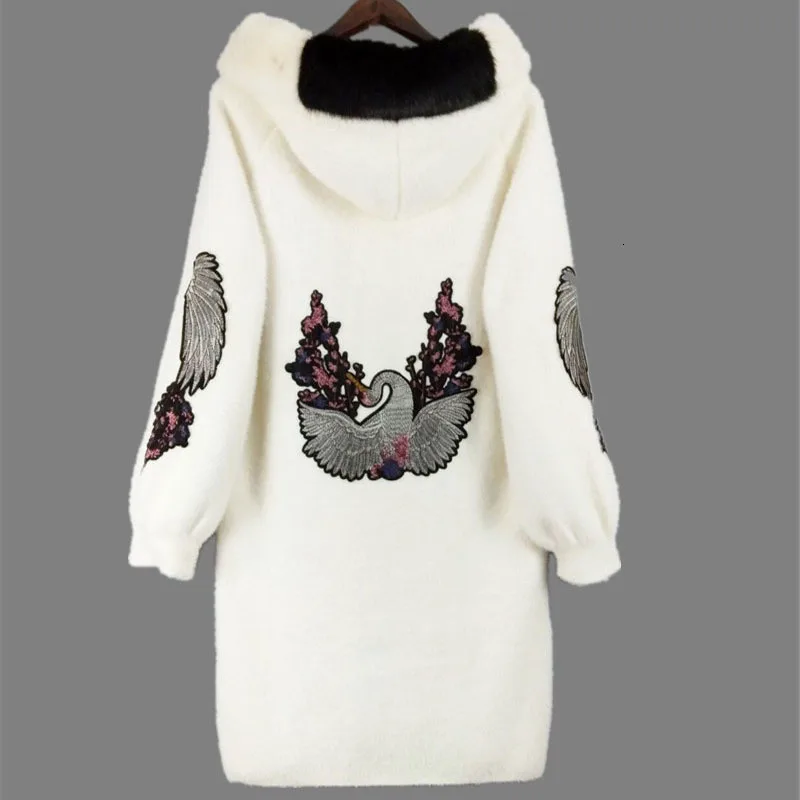 Искусственное меховое пальто размера плюс 4XL зимний женский кардиган из