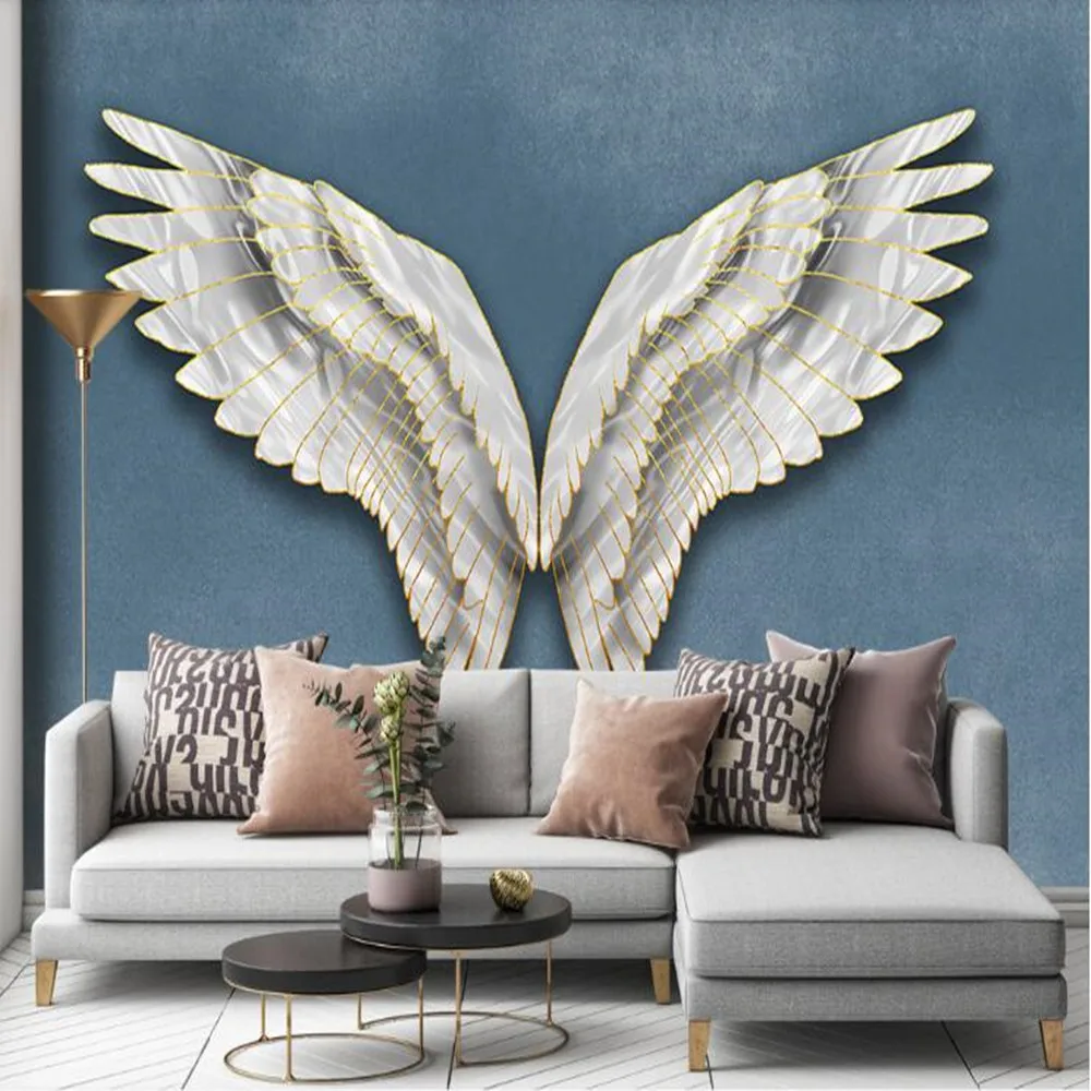 Пользовательские 3D современные абстрактные Крылья перья большие ТВ обои для