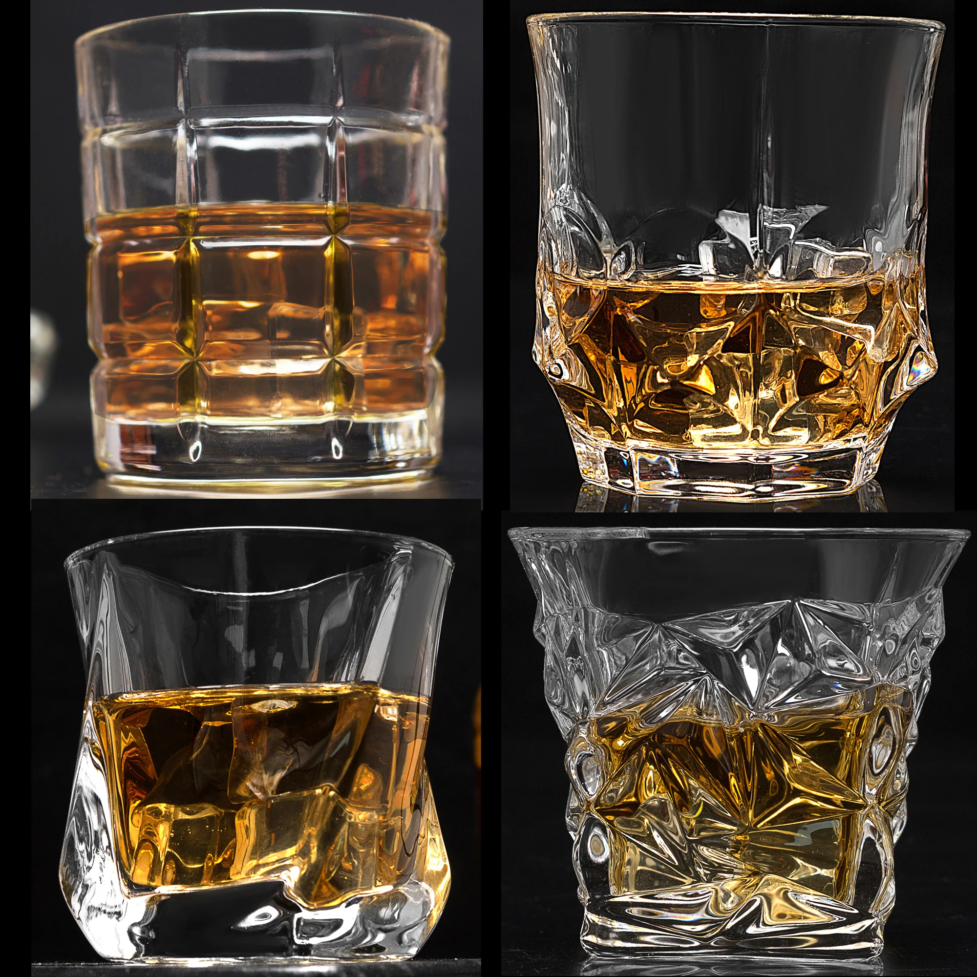 

Набор из 4 стаканов для виски, хрустальные стаканы для шотландского, Бурбона, коктейля, ирландского виски, в подарочной коробке