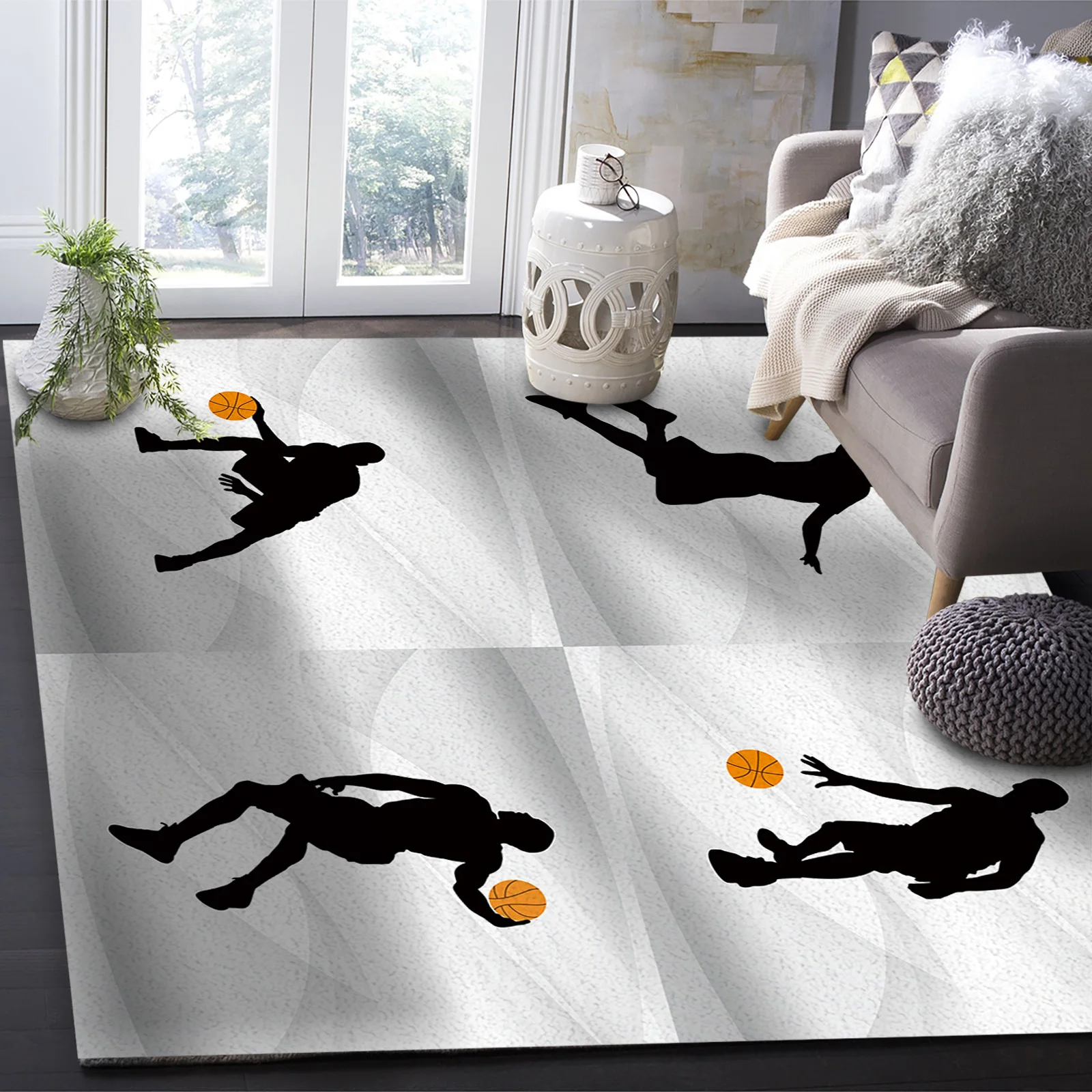 Баскетбольный Спорт серый фон ковер спальная комната прикроватное одеяло коврик