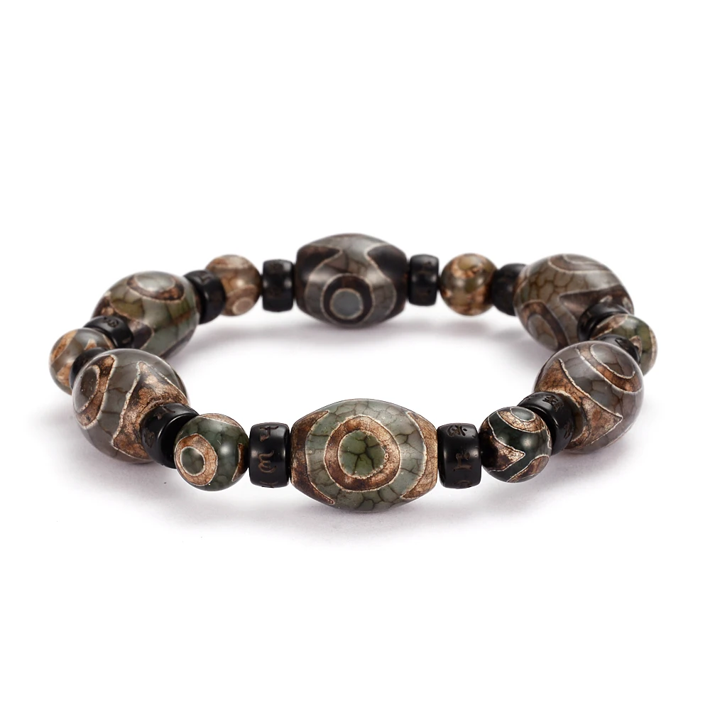 Винтажные браслеты 3 глаза-дзи с тибетскими камнями разделители из скорлупы