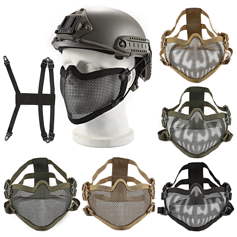 

AIRSOFTA Airsoft Mask Steel Wire Mesh Protection Helmet Mask Field Hunting Tactical Rifle BB Gun Shooting Paintball Accessories