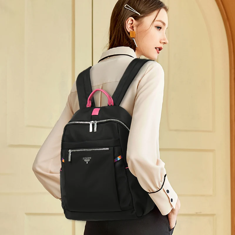 ZOGER travel shoulder high quality laptop bag Oxford canvas casual lady lightweight large capacity backpack for girls in their 2