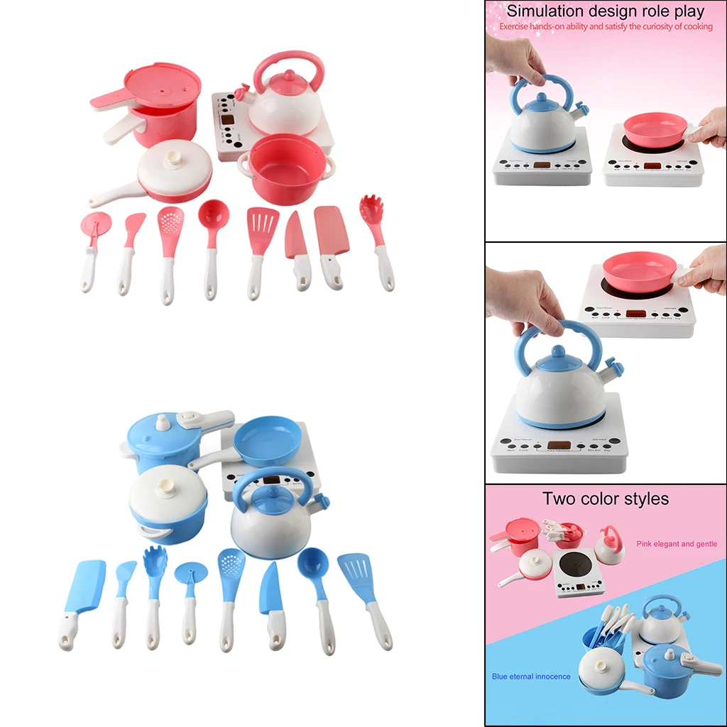 

13pcs Kid's Pretend Cooking Kit Cookware Pots and Pans Playset Learning Gift