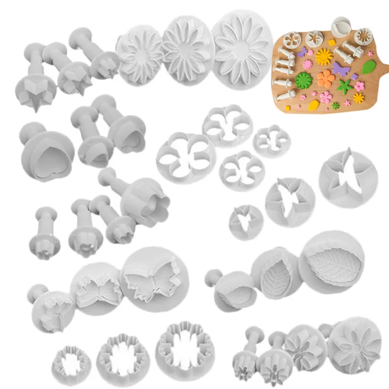 

33Pieces Embossed Plastic Springs For Biscuit Cake Decoration Tool Fondant Cake Mold Set