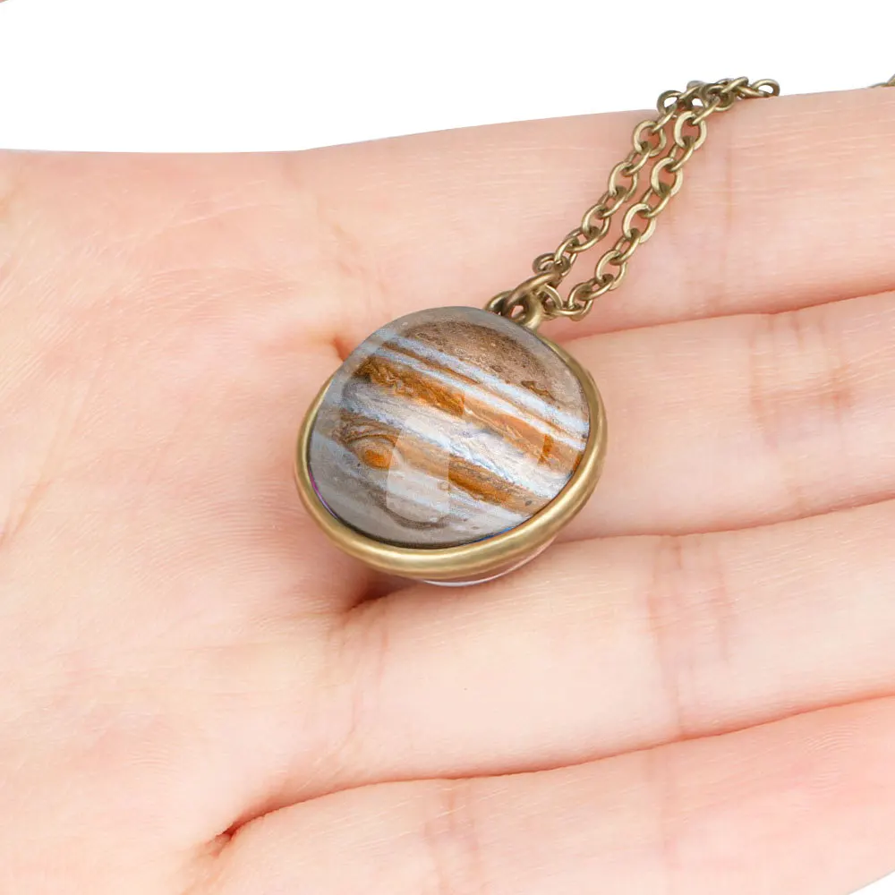 Двойное стекло в рамке ожерелье с шариком галактика астрономическая подвеска