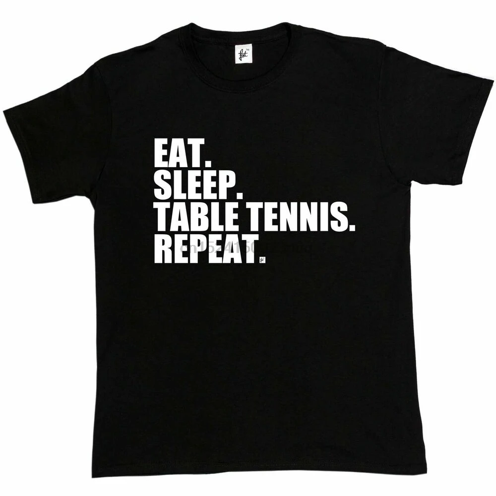 Еда. Сон. Настольный теннис. Повторить. Мужская футболка |