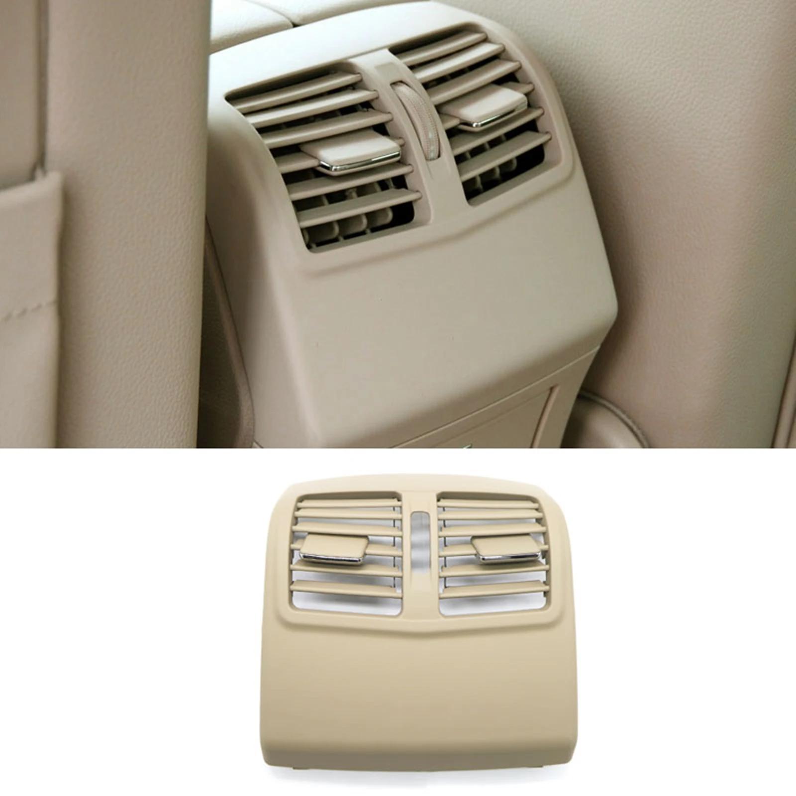 

For Mercedes W212 E Class 2009-2011 Beige Car Rear Center Console Fresh Flow Air Conditioning Outlet Vent Grille Grill Cover Kit