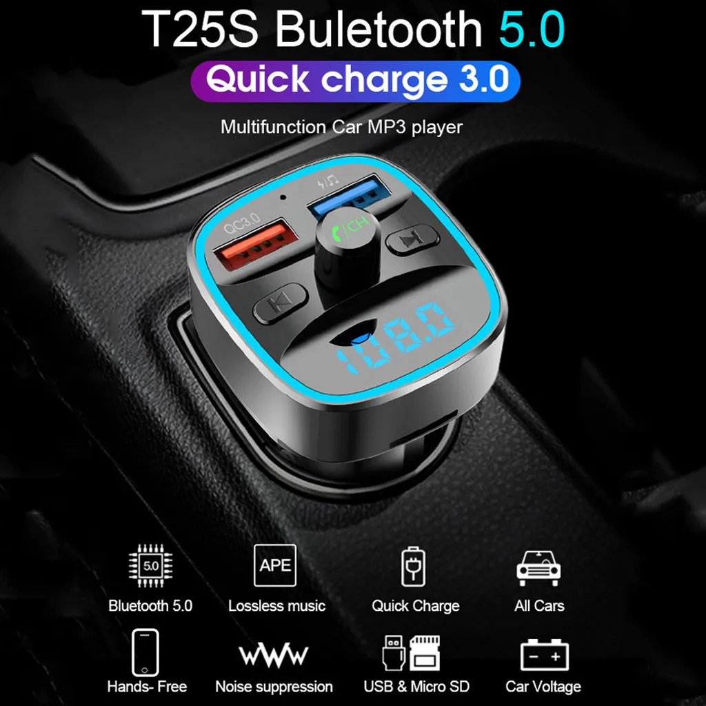 QC3.0 Автомобильный bluetooth fm передатчик автомобильный комплект Hands mp3 плеер
