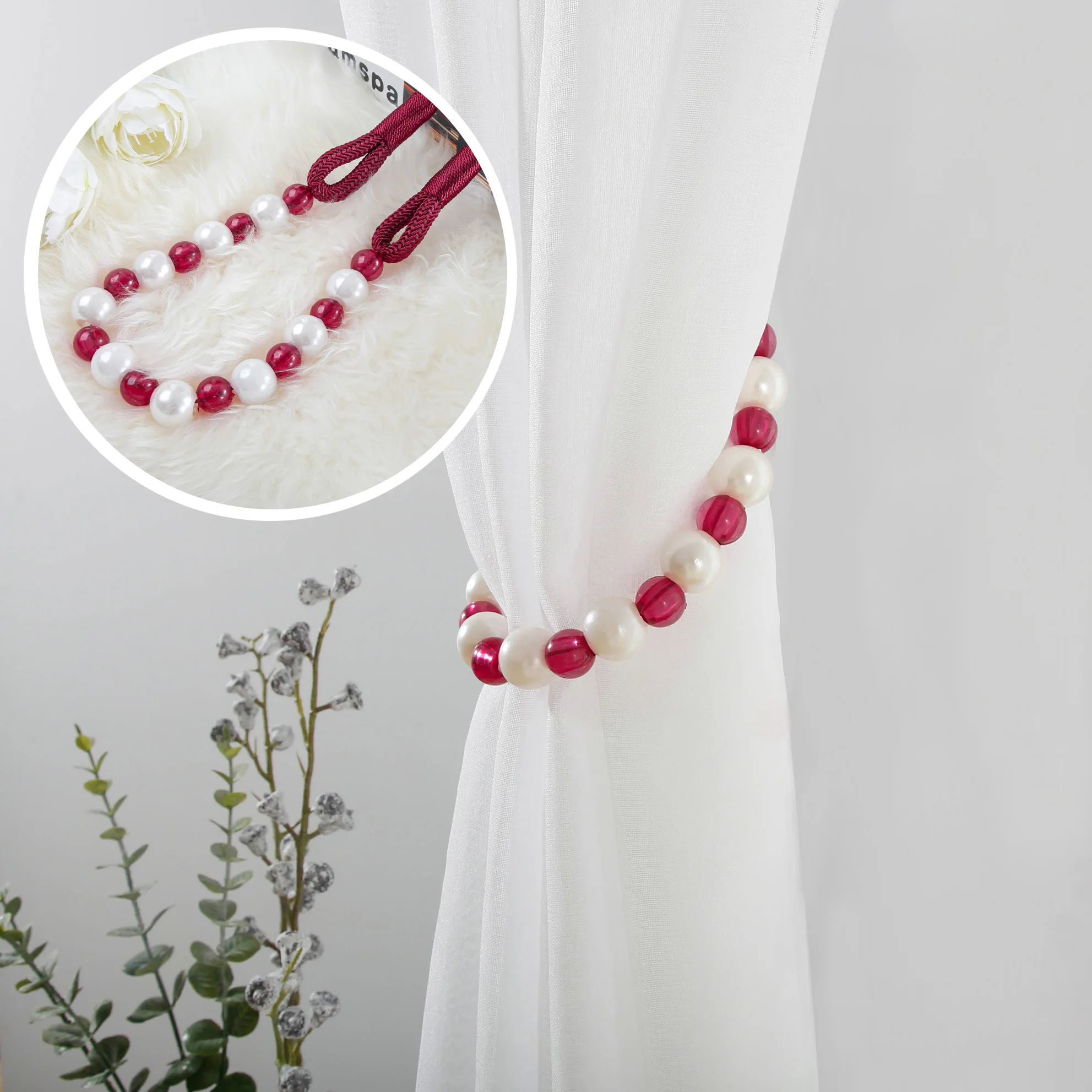 

Жемчужные занавески Topfinel, Аксессуары для штор 8 цветов, роскошные занавески, украшения для дома, 2 шт.