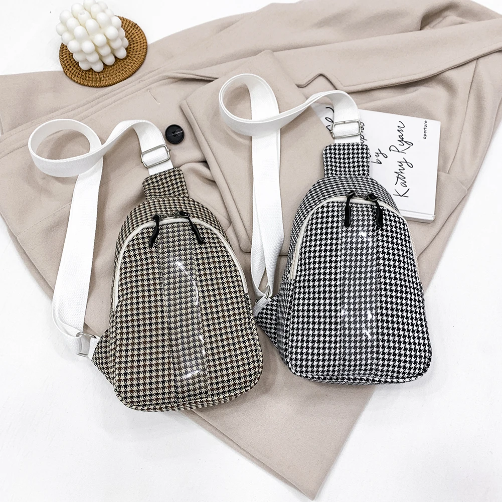 

Женская нагрудная сумка с принтом «гусиная лапка»