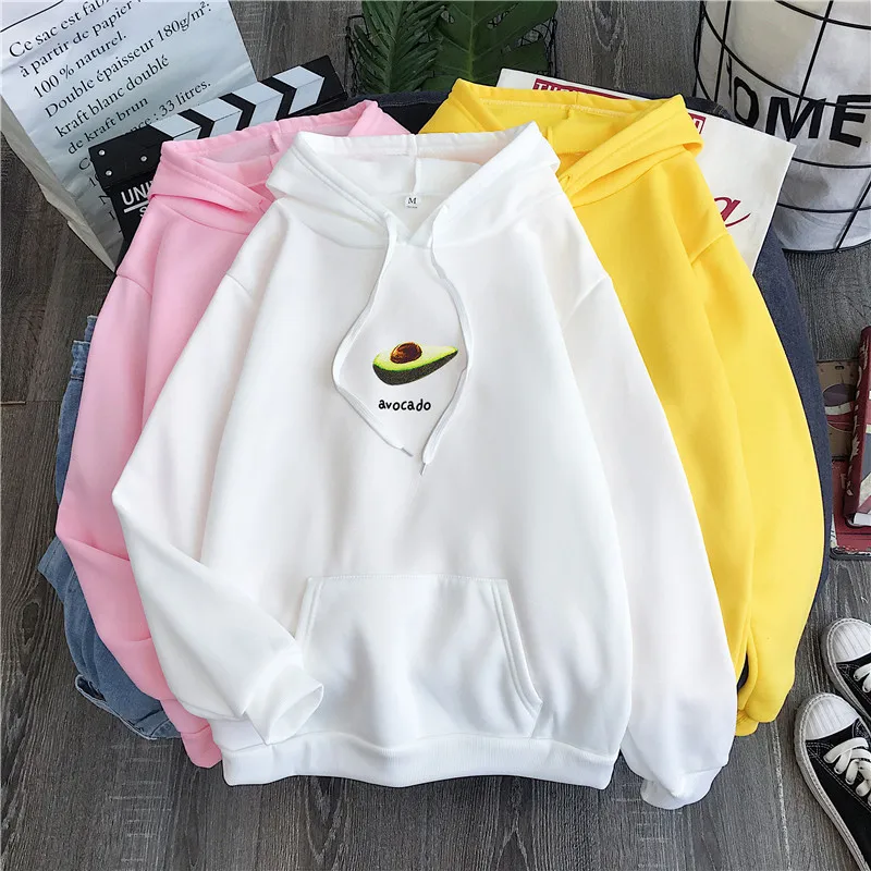 Fall Winter Female Sweatshirt Loose Plus Size Women's Streetwear Green Print Plus Fleece Hooded Jacket Casual Women Sweetshirts