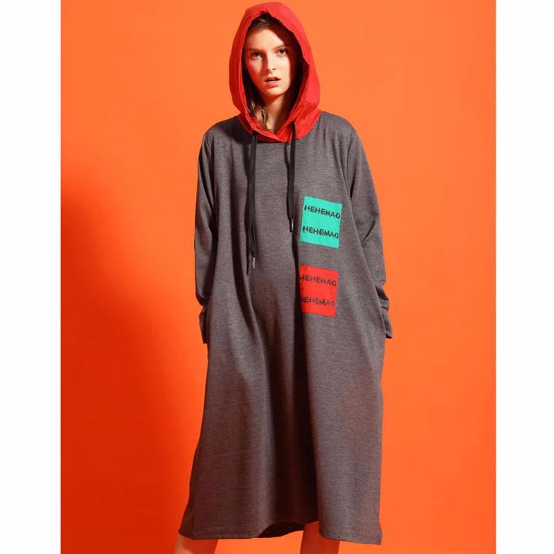 Max LuLu новые корейские модные роскошные уличные женские длинные платья с капюшоном с принтом женские винтажные Лоскутные Повседневные платья