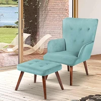 flannel fabric chair and ottoman set modern wingback chair leisure chair tub chair living room arm office chairs chaise lounge