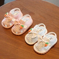 summer kids shoes 2021 fashion leathers sweet children sandals for girls toddler baby breathable hoolow out bow shoes